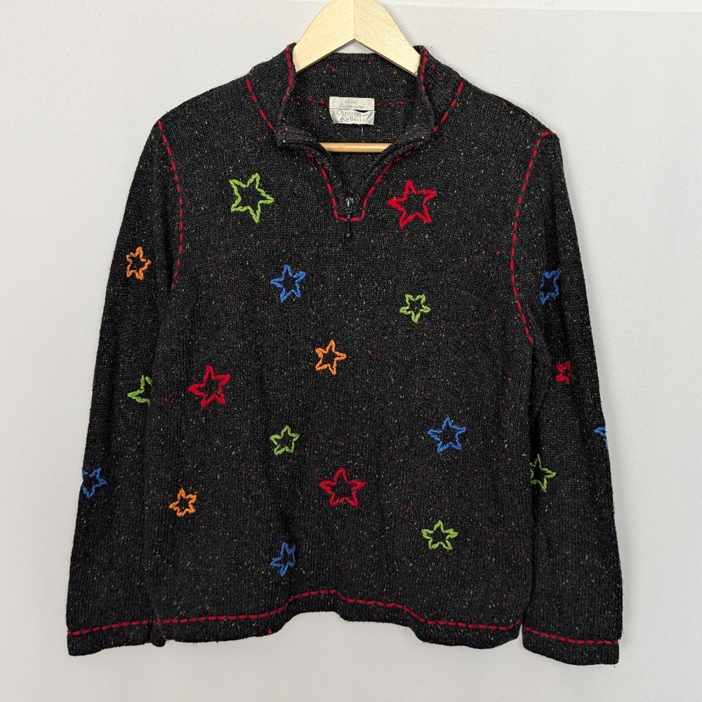 Christopher Banks Hand Embroidered Star Knit Sweater